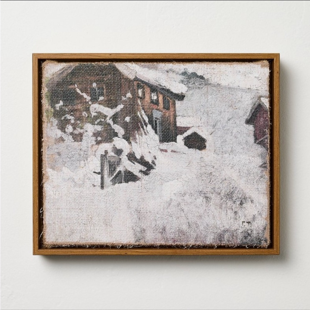 Hearth & Hand Snowy Cottage Burlap Wall Art